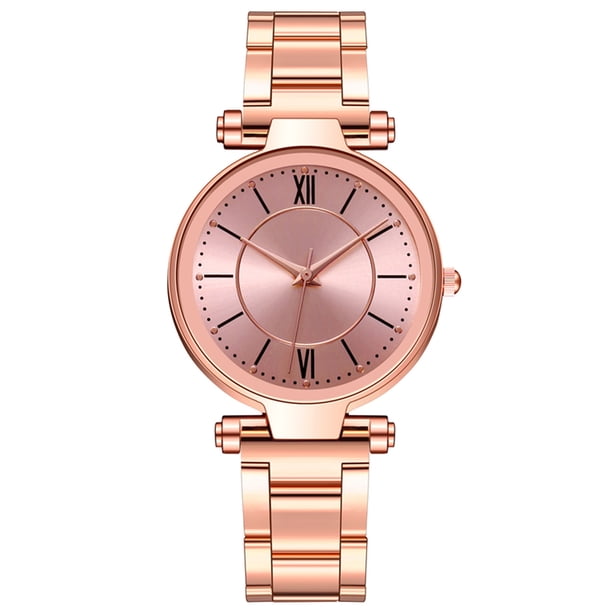 Sfonq Summer Clearance Mothers Day Gift for Grilfriend Womens Watches ,Casual Ladies Quartz Stainless Steel Band Strap Watch Analog Wrist Watch,Pink Buy 2 Save 10%