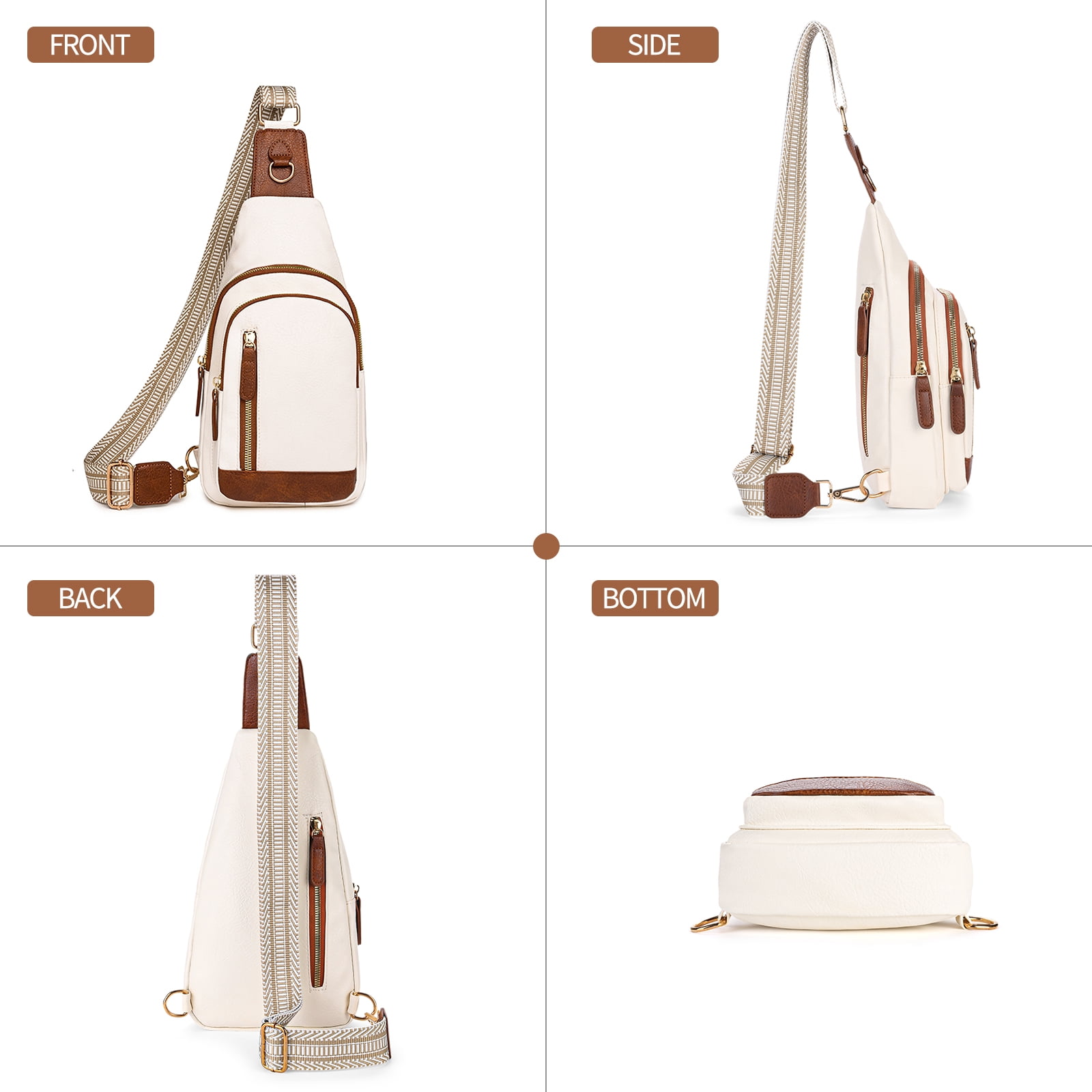 Falan Mule Sling Bag for Women Crossbody Purse Crossbody Bag Leather Chest Bag with Adjustable Guitar Strap for Travel