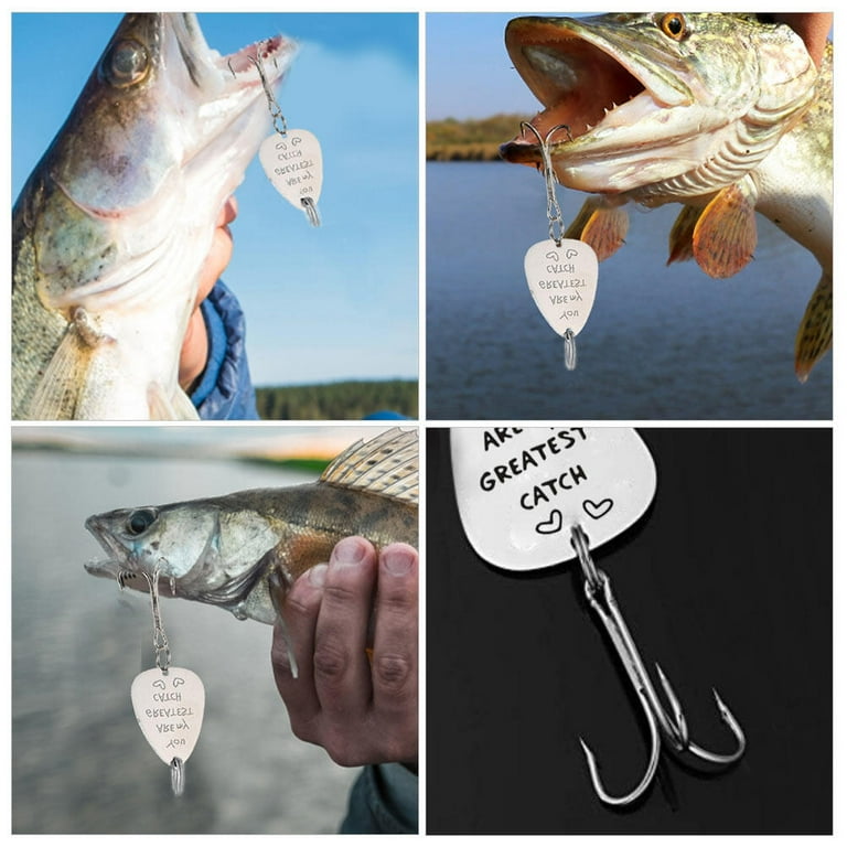 SHLT Mall Gift for Fisherman Pick Hook Fishing Keychain Personalized Lure Stainless Steel, Men's, Size: 8x3.5cm, Silver