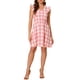 thumbnail image 5 of INSPIRE CHIC Vestido Mini de Cuadros con Cuello en V, Mangas con Volantes y Cinturón para Mujeres XL Rosa, 5 of 7