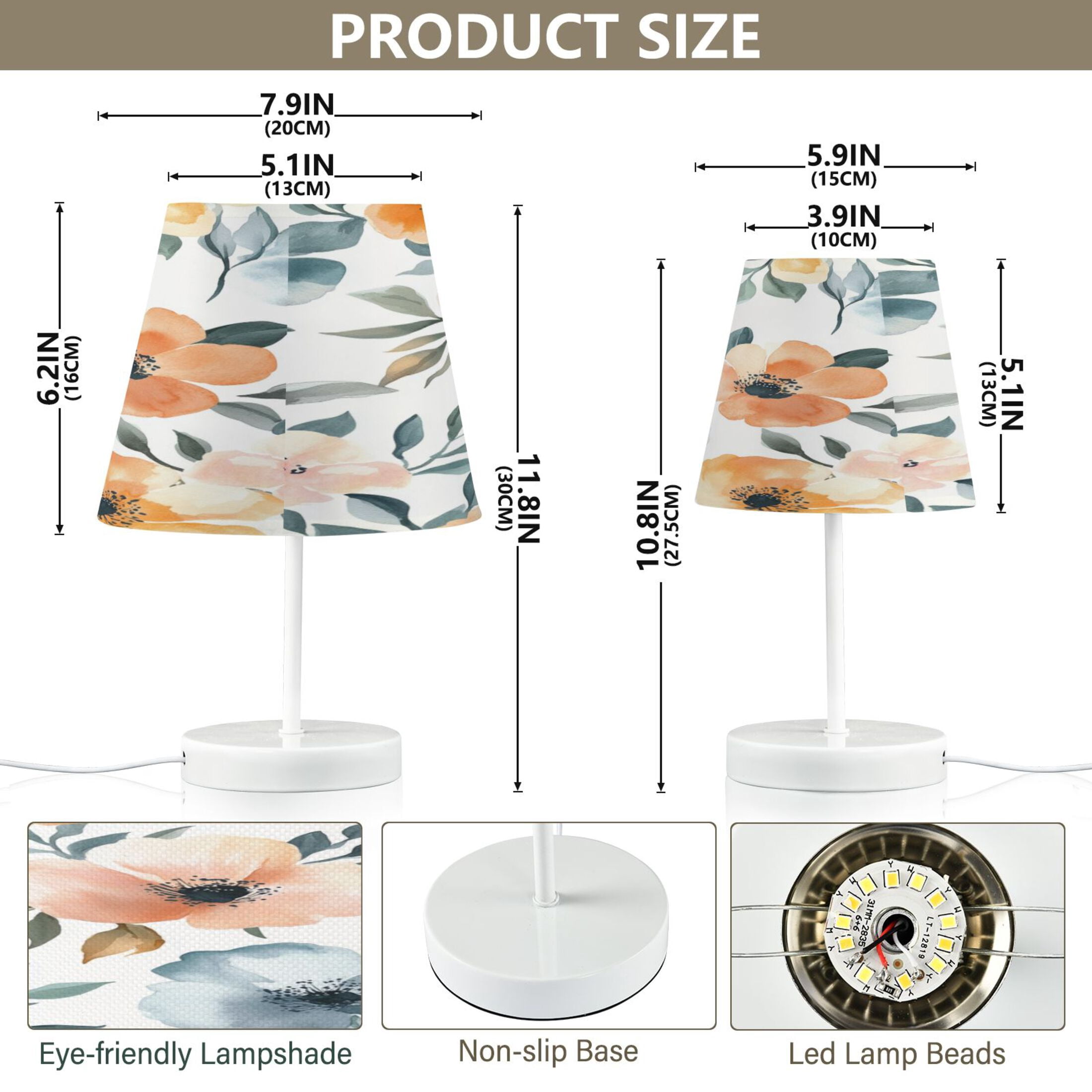 Table Lamp Small 5.9x10.8 Inches Table Lamps Night Light Tools & Home Improvement Bedroom Lamp Guest Room Lamp Study Lamp Office Lamp Orange Flower Oil Painting