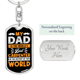 thumbnail image 2 of World's Best Carpenter Swivel Keychain Woodworker Dog Tag Stainless Steel or 18k Gold, 2 of 8