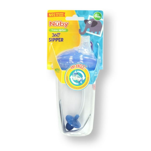 Nuby Tritan No-Spill Trainer Cup with Silicone Spout & 360 Weighted Straw with Hygienic Cover