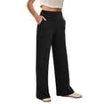 thumbnail image 1 of Pantalón ancho de cintura alta para yoga con bolsillos COPYLEAF negro XL, 1 of 5
