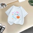 thumbnail image 4 of Xyant Girls Halloween Shirt Cute Pumpkin Ghost Tshirt Short Sleeve Tee Tops Toddler Kids Spooky Season Fall Outfits,Size 7-8 Years, 4 of 5