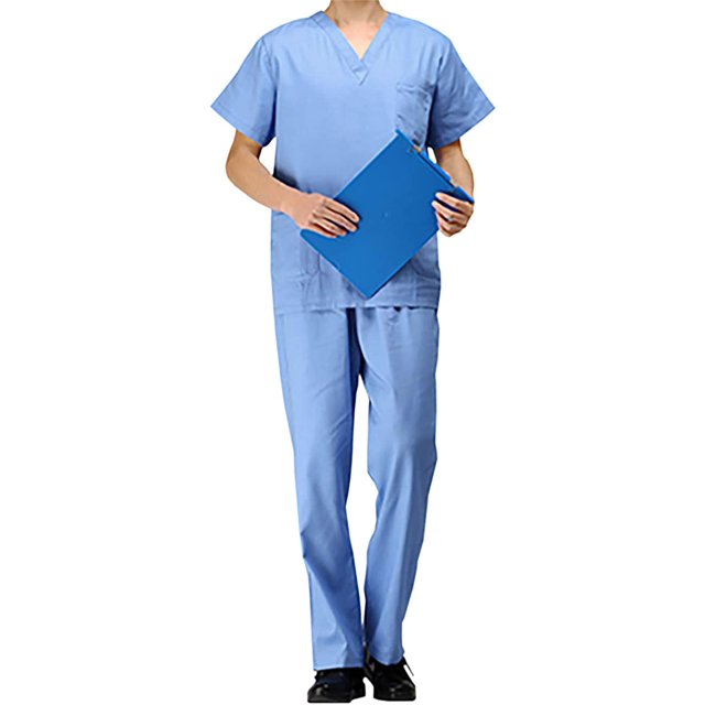 Hauts et Pantalons de Gommage Col en V Manches Courtes Uniforme Médical Robe Chirurgicale