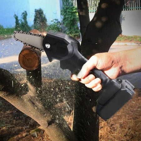 EASYG 4 Inch Home Mini Electric Cordless Chain Saw Electric Pruning Sawn Wood Chainsaw 550W 24V