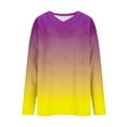 thumbnail image 6 of Lopecy-Sta Women's Casual Ombre Print V-Neck Long Sleeve Top, Loose Versatile Polyester Blouse for Daily Work & Casual Outfits Yellow L, 6 of 6
