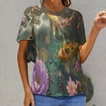 thumbnail image 6 of Lucky Koi Fish Lotus Leaf T Shirts Basic T-Shirt Short Sleeve Ladies Tee Shirt Summer Graphic Clothing, 6 of 6