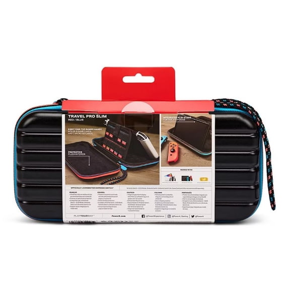Open Box PowerA Slim Travel Pro Case for Nintendo Switch - OLED Model, Nintendo Switch and Nintendo Switch Lite - Red/Blue
