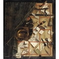 thumbnail image 2 of Cornelius Norbertus Gijsbrechts 15x16 Black Ornate Wood Framed Double Matted Museum Art Print Titled - Trompe L’Oeil. Letter Rack with a Barber-Surgeon's Instruments (1668), 2 of 5