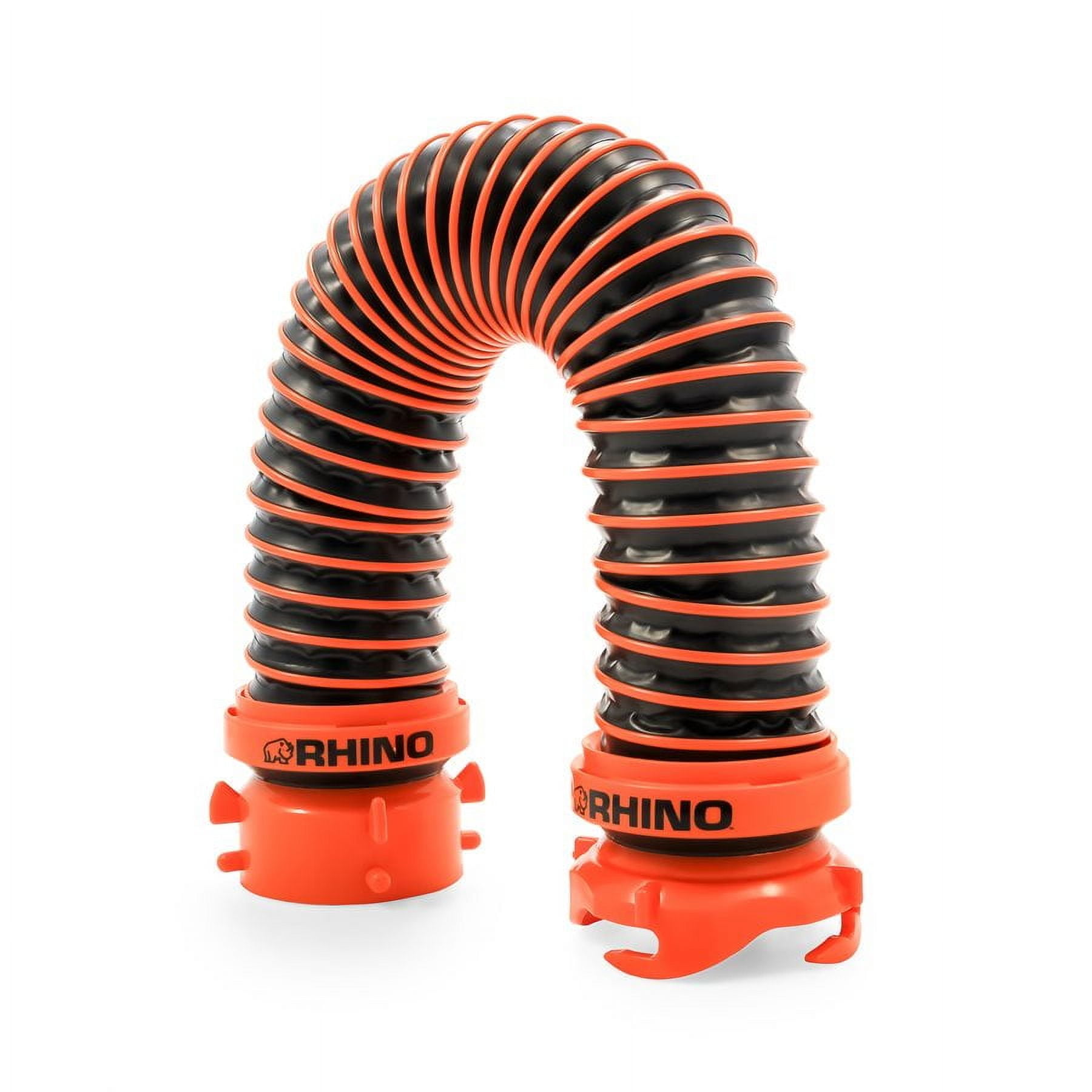 Camco RhinoEXTREME Compartment Sewer Hose | Hose Extends to 2-Feet Long | Black and Orange (39855)