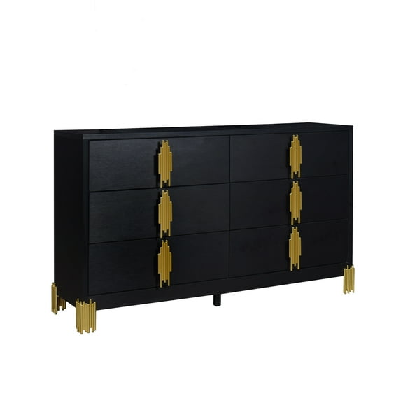 New Classic Furniture Empire Wood Contemporary 6-Drawer Dresser in Black