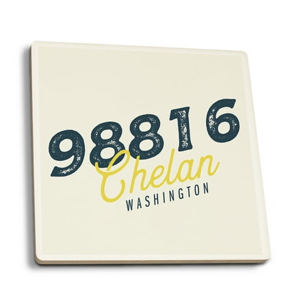 

Chelan Washington Zipcode (Absorbent Ceramic Coasters Set of 4 Matching Images Cork Back Kitchen Table Decor)