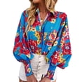 thumbnail image 2 of Camisa De Manga Larga Para Mujer, Camisa Holgada Y Transpirable Con Botones, Puños Elásticos Estampados Amigables Con La Piel Para La Vida Diaria ANGGREK  Otros, 2 of 6