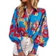 thumbnail image 1 of Camisa de manga larga con estampado de linterna para mujer Camisa informal con botones y cuello de ajuste regular de poliéster, 1 of 6