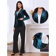 thumbnail image 2 of DARING DIVA Women's Notched Lapel Long Sleeve One Button Velvet Blazer L Blue, 2 of 6