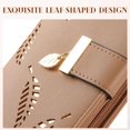 thumbnail image 5 of ZHAOCHENG Cartera de cuero con hojas largas y doble pliegue para mujer, tarjetero, monedero con cremallera y hebilla, elegante cartera de mano para mujer, color caqui, 5 of 5