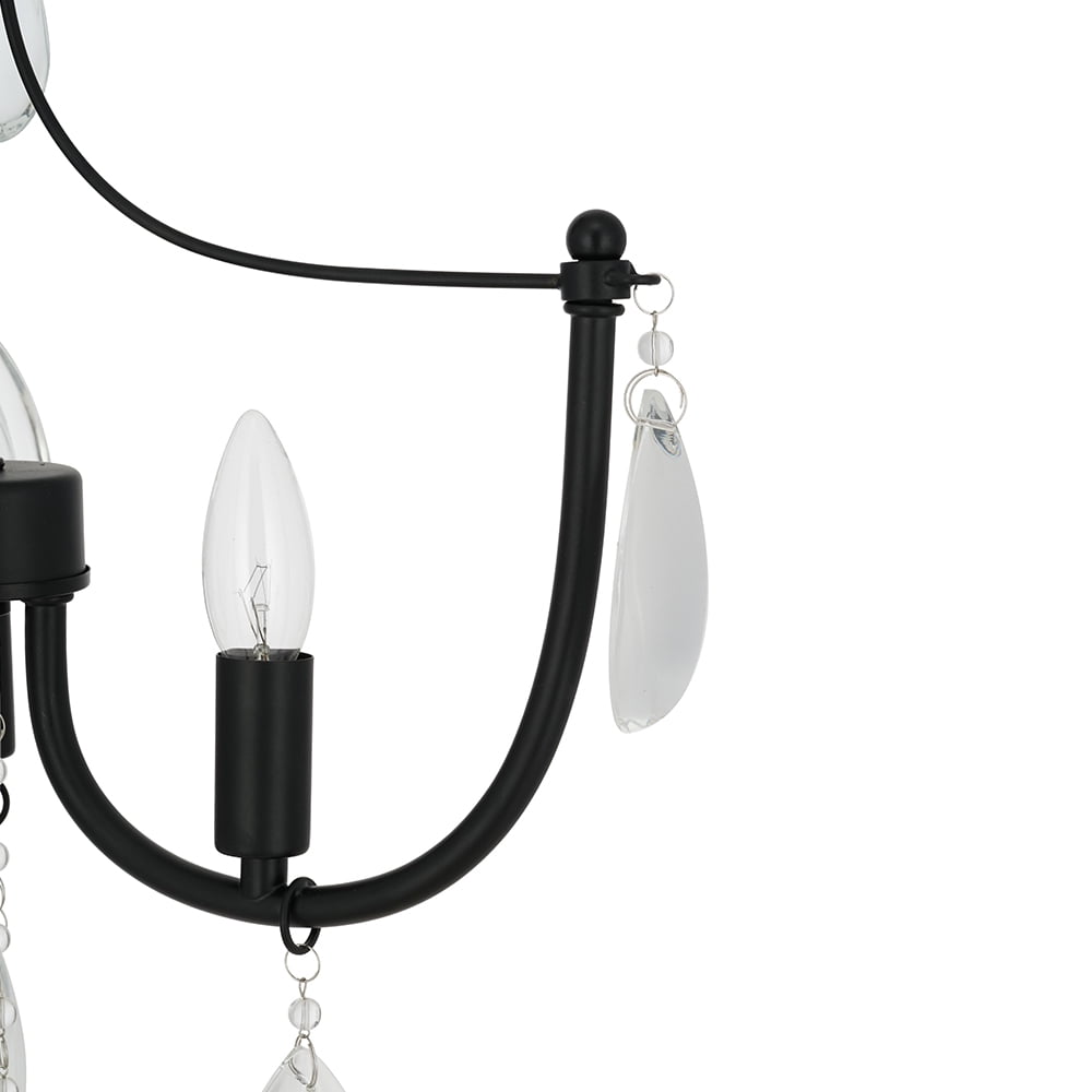 Cresswell Lighting 16" Traditional Dark Bronze 3-Light Flush mount Ceiling Light with Glass Beads, LED Bulbs Included