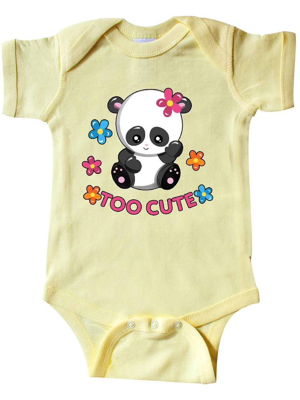 Inktastic Too Cute Baby Panda With Flowers Infant Creeper Walmart Com Walmart Com