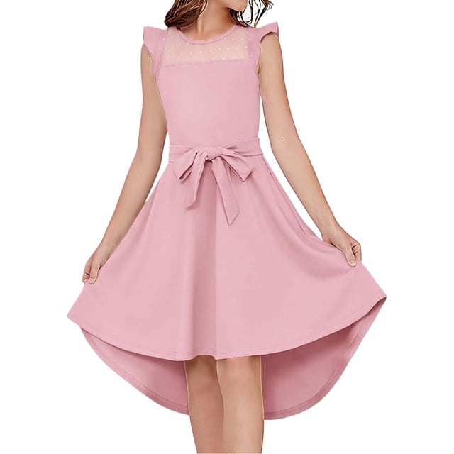 FYDUU Robe Élégante pour Filles Robes Tendance pour Filles Aventures en Plein Air Décontractée Midi Décontractée Robe d'Été pour 7-8 Ans