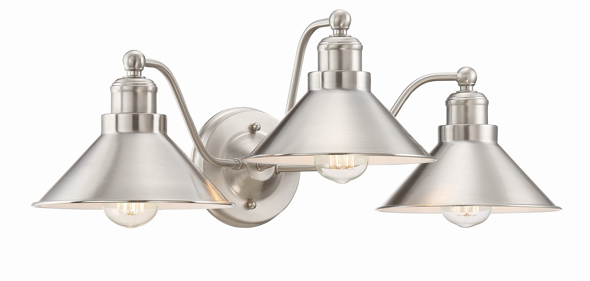 Kira Home Welton 25.5" 3-Light Modern Farmhouse Bathroom Light, Vintage Vanity Barn Light, Brushed Nickel Finish