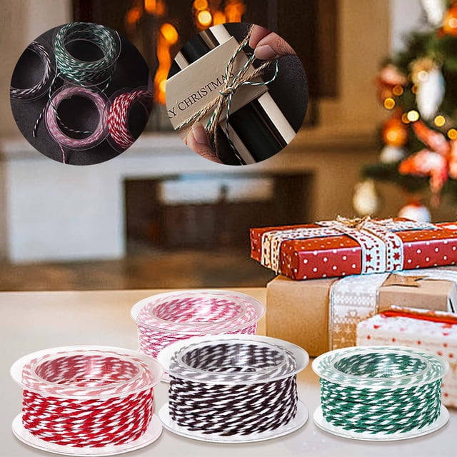 Cagogo under $5 3Pcs Gift Wrapping, Christmas Gift Box Rope, Red Rope Hand Tying Cord, Colored Packing String, Decorative Craft Ribbon, 10m x 2mm Natural Jute Twine