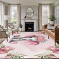 thumbnail image 2 of Pink Elephant Area Rugs Collection 5'x7', Cute Wildlife Animals Watercolor Flowers Non Slip Indoor Rectangle Throw Runner Rug Floor Mat Carpet for Living Room Dining Table Bedroom Nursery, 2 of 9