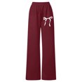 thumbnail image 6 of LIIPEE Girls Athletic Pants Cartoon Bowknot Printed Stretch Elastic Waist Baggy Straight Wide Leg Sweatpants Trousers With Pockets Child Casual Daily Pants,Wine,8-9 Years, 6 of 6