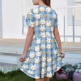 thumbnail image 5 of yuCgh Girls Easter Party Dress, Short Sleeve Summer Dress with Pocket & Floral Print, Lightweight Casual Easter Dress for Children,Blue 110, 5 of 5