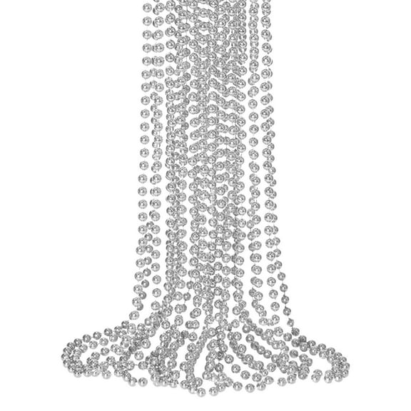 MKKAS Bulk Mardi Gras Party Beads - Vibrant Multi-piece Necklace Set for Festive Holiday Celebrations, Silver, Mardi Gras Party Beads, Bulk