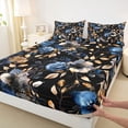 thumbnail image 3 of Manfei Blue Flowers 3pcs Twin Sheet Sets for Teens,Tree Leaves Twin Fitted Sheet,Floral Blossoms Breathable Flat Sheet,Microfiber Bedroom Decor, 3 of 7