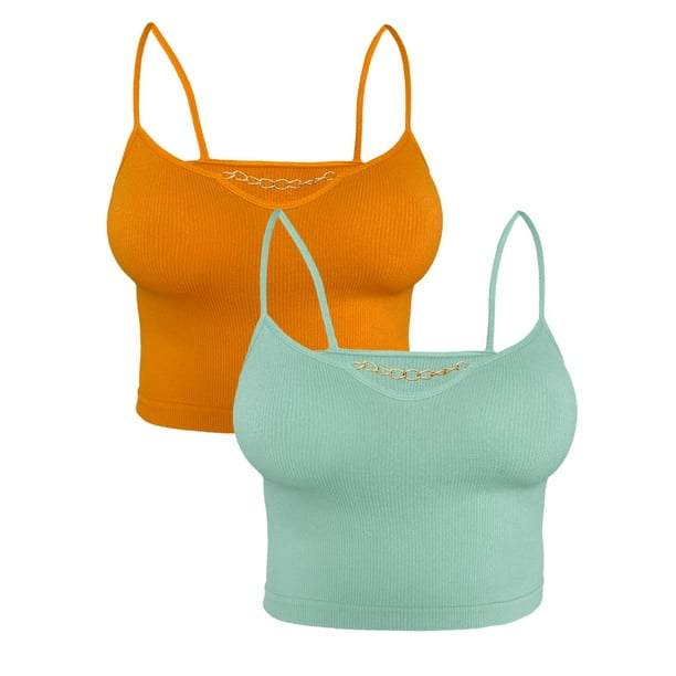 Pack 2 Crop Top Dama Blusa Gym Bralette Ombliguera Push Up