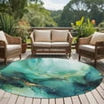 thumbnail image 4 of Turquoise Marble Round Area Rug 5Ft Washable Circle Rugs for Living Room Bedroom, Ink Painting Modern Abstract Aesthetics Non-Slip Carpet Floor Mats Indoor Outdoor Carpet Runner Aesthetic Home Decor, 4 of 8