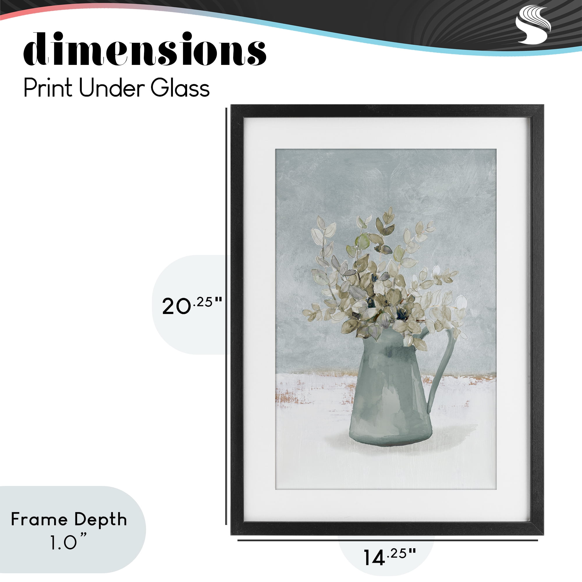 Stupell Industries Blue Botanical Arrangement Black Framed Print Under Glass, design by Lanie Loreth