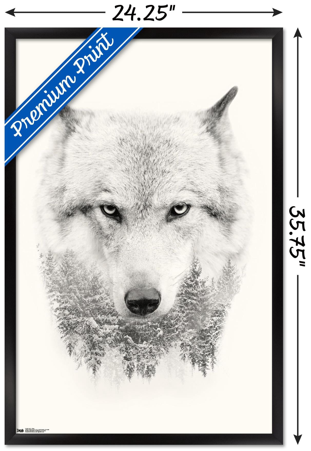 Wolf - Trees Wall Poster, 22.375" x 34", Framed