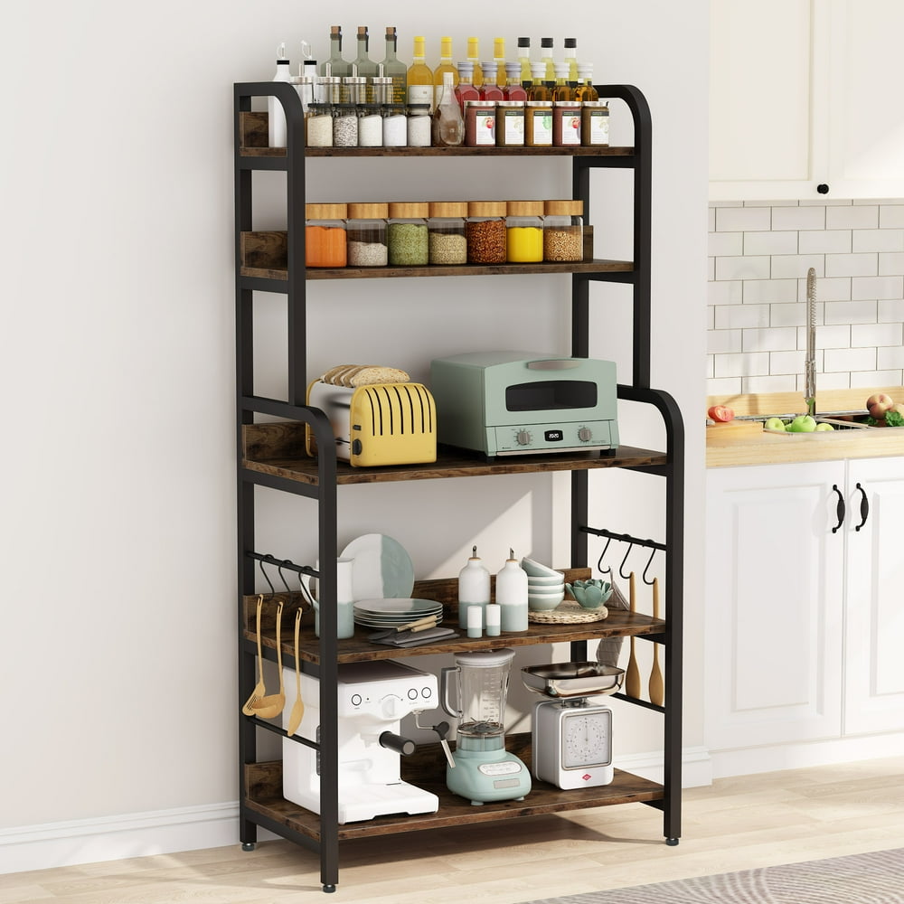 Tribesigns Industrial Kitchen Baker’s Rack with 6 Hooks, 5Tier Utility