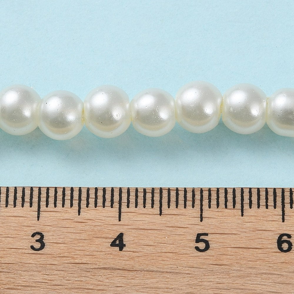 20 Strand Baking Painted Pearlized Glass Pearl Round Bead Strands Light Yellow 6~7mm Hole: 1mm 135~140pcs/strand 31.4 inch