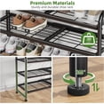 thumbnail image 4 of 3-Tier Expandable Shoe Rack, Adjustable & Stackable Shoe Shelf Storage Organizer, Metal Free Standing Shoe Rack for Closet Entryway Doorway, Black, 4 of 4
