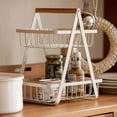 thumbnail image 5 of Freaswind 2 Tier Countertop Fruit Basket Bowl for Kitchen, Kitchen Counter Metal Wire Storage Basket Fruits Stand Holder Organizer for Bread Snack Veggies Produce Rectangular, White, 5 of 14