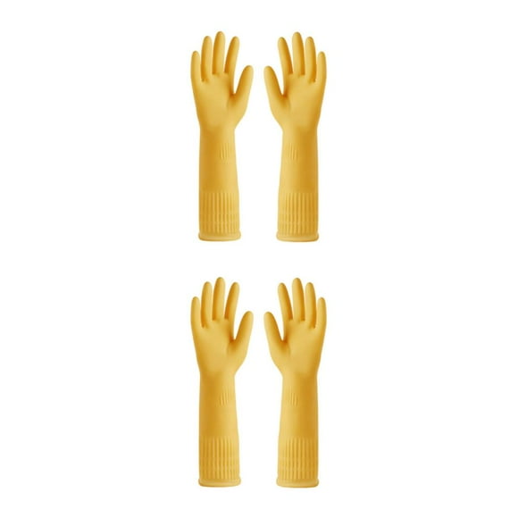 Yuarrent 2X guantes de goma utensilio de cocina herramienta de jardinería extensión práctico impermeable multiusos guante de amarillo Amarillo S 2piezas