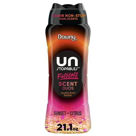 Downy Unstopables Fusions In-Wash Scent Booster Laundry Beads, Sunset and Citrus Scent, 21.1 oz, 2-in-1 All Day Freshness