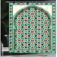 thumbnail image 4 of Ambesonne Retro Shower Curtain, Moroccan Arch with Floral, 69"Wx84"L, Green and Brown, 4 of 5
