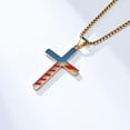 thumbnail image 4 of Flydeer Cross Necklace for Men Titanium Steel Yellow Patriotic Faith American Flag Pendant Chain with Bible Verse Christian Religious Birthday Christmas Jewelry Gifts, 4 of 8