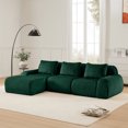 thumbnail image 3 of FFH 114" Sectional Sofa, Cloud Couch with Ottoman, L-Shaped Flannelette Boneless Sofa for Living Room (Green, 3 Seater with 1 Ottoman), 3 of 18