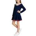 thumbnail image 2 of SGFCWSX Girls Long Sleeve Sailor Collar Dress, Ruffled Hem Casual Dress Blue Size 1-2 Years, 2 of 9