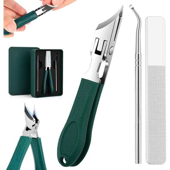 Eagle Beak Beveled Nail Clippers,Ingrown Toenail Clipper & Angled Nail Clipper 3-Piece Set,Long Handle Wide Jaw Slanted Nail Clipper,for Ingrown Toenails and Thick Nails
