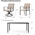 thumbnail image 6 of LAUSAINT HOME Patio Dining Set, 7-Piece Outdoor Wicker Furniture with Rectangular Table and 4 Fixed Chairs &  2 Swivel Chairs, Brown, 6 of 8