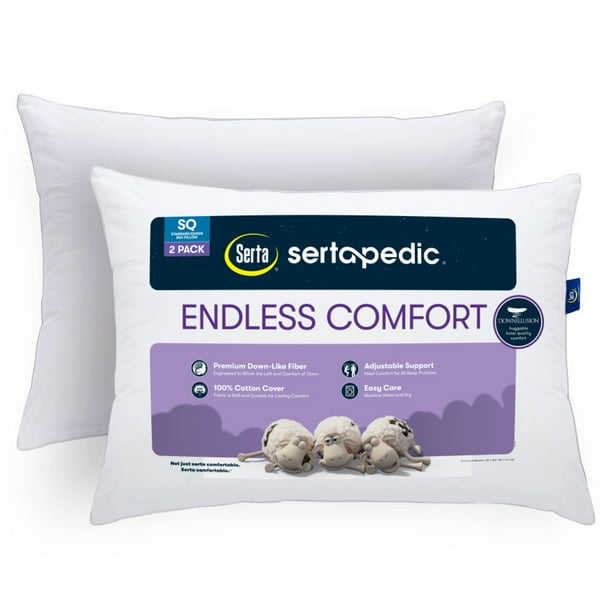 Sertapedic Endless Comfort Pillow, Set of 2, Standard/Queen - Walmart ...