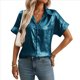 thumbnail image 1 of Tops de Verano para Mujer, de Corta, con Cuello en V, para Hacer Ejercicio, Blusas Bonitas, Elegantes, Informales, A , Camisetas Lisas. Azul Oscuro XL, 1 of 9